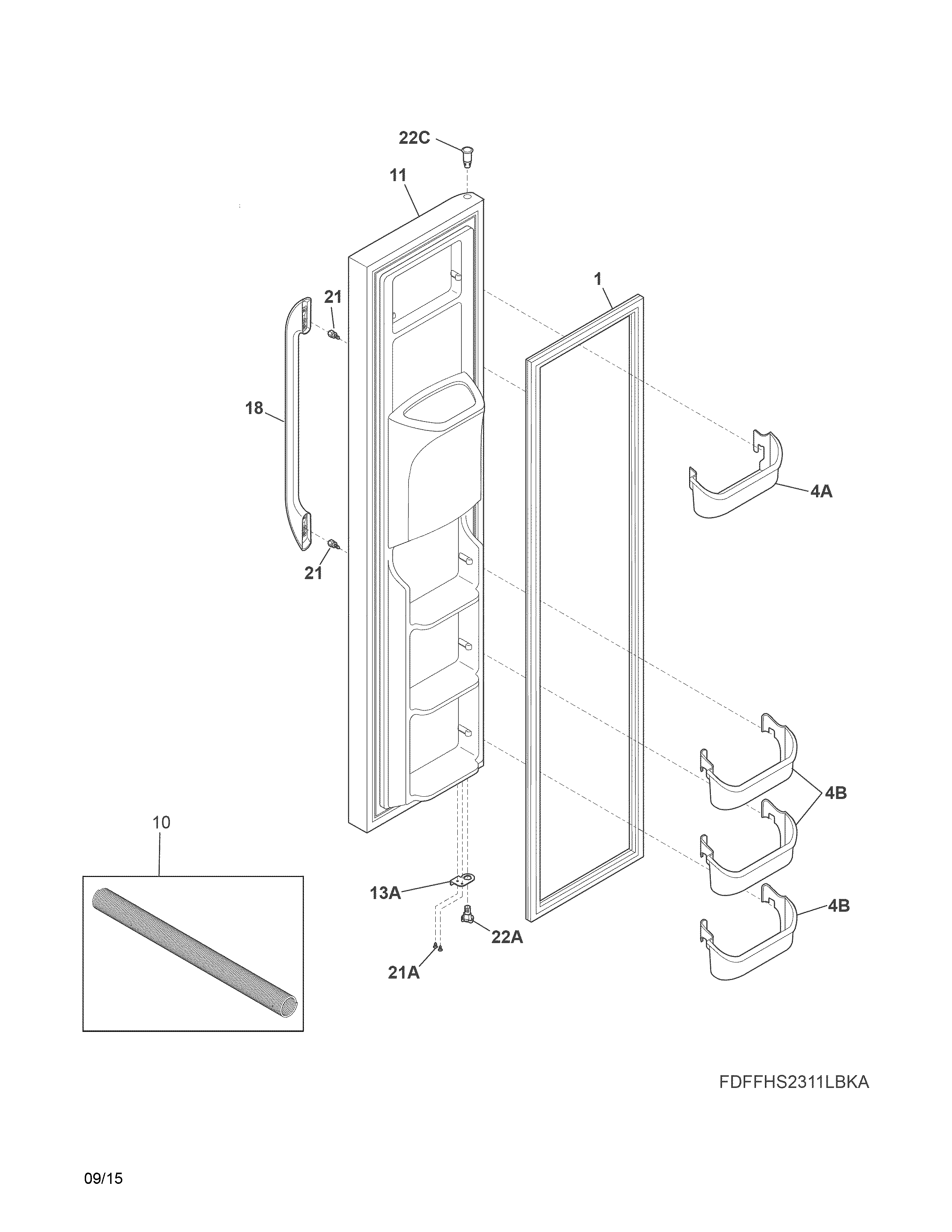 frigidaire ffhs2611lbra door shelf