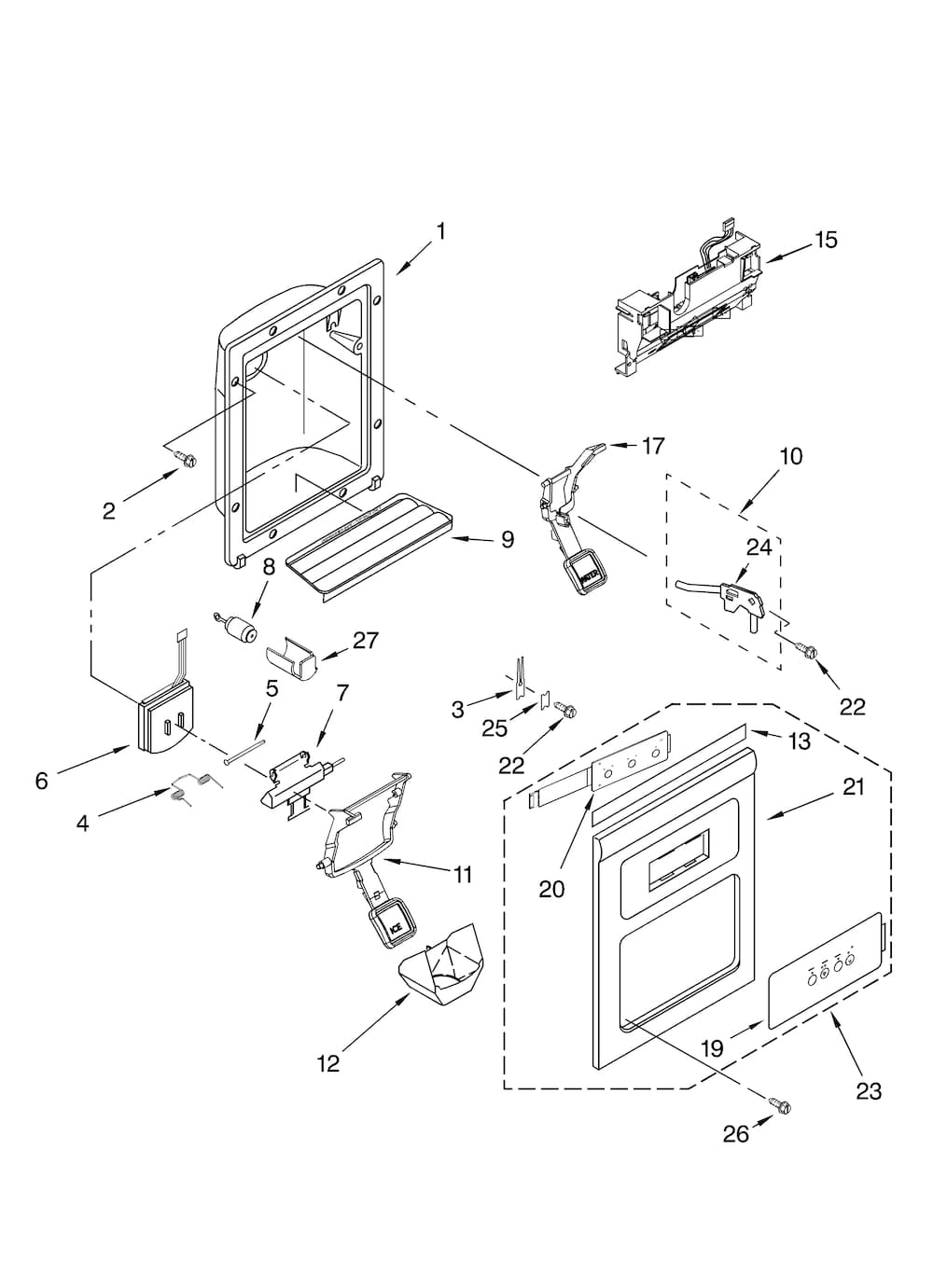 KitchenAid KSCS25INSS00 Ice Dispenser Door Genuine OEM
