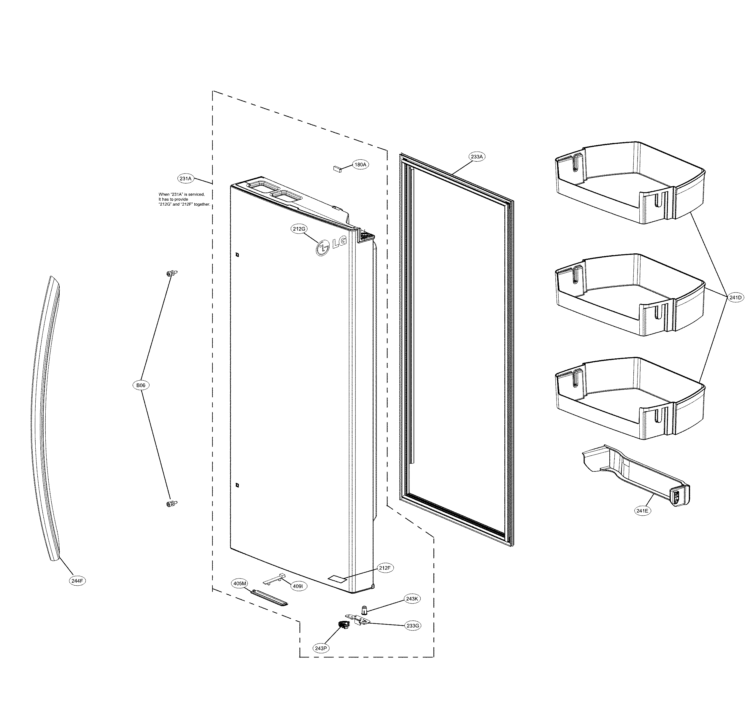 LG LRFXC2406S/00 Shelf Assembly Genuine OEM