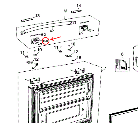 Samsung Part# DA67-01996B Refrigerator/Freezer Door Handle Mount Cap