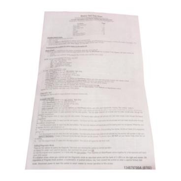 Frigidaire Part# 316441478 Service Technical Sheet (OEM)