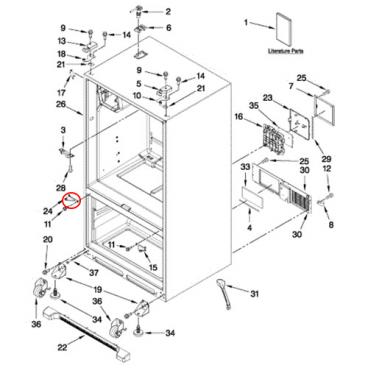 KitchenAid KBFS22ECBL00 Center Door Hinge - Genuine OEM