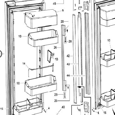 Fisher and Paykel Part# 839900P Door PC 446X1129 F RH WH (OEM)
