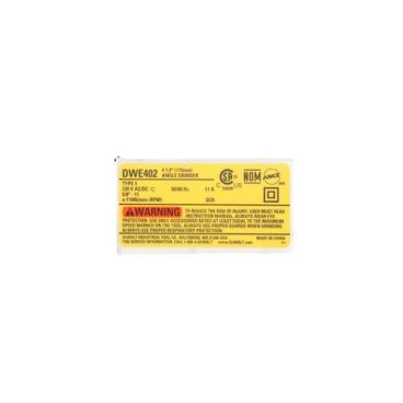 Dewalt Part# N392572 Rating Label - Genuine OEM