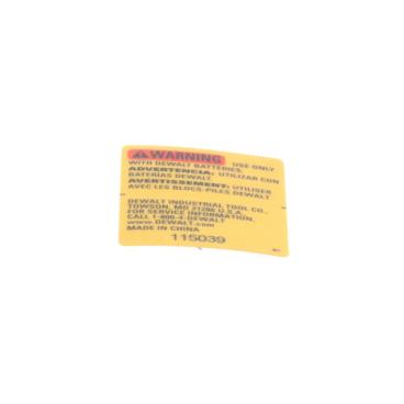 Dewalt Part# N439105 Warning Label - Genuine OEM