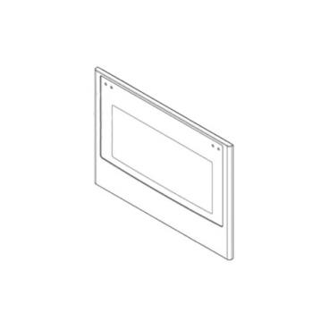 GE Part# WB56X33712 Door Glass and Trim Assembly (White) - Genuine OEM