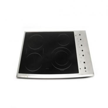 GE Part# WB62T10572 Glass Cooktop Assembly (OEM) Black, Stainless