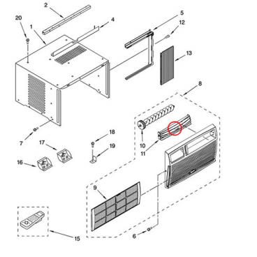 Whirlpool Part# 8209251 Horizontal Louver (OEM)