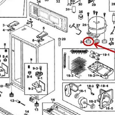 Samsung Part# DA97-05975A Compressor Cover Assembly (OEM)