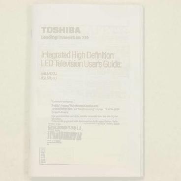 Toshiba Part# 75039411 Owner\'s Manual, Resource Guide, Hda51p5800i (OEM)