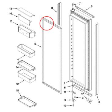 KitchenAid KRSF705HBS01 Door Gasket - Genuine OEM