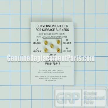 Whirlpool Part# WPW10170516 Orifice Conversion Kit (OEM)